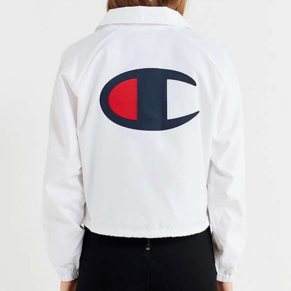 Champion White Cropped Coach Windbreaker Jacket S - Picture 3 of 11